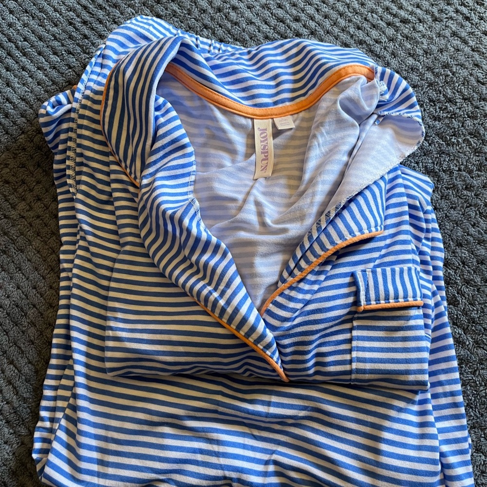 Blue and White Striped Hoodie